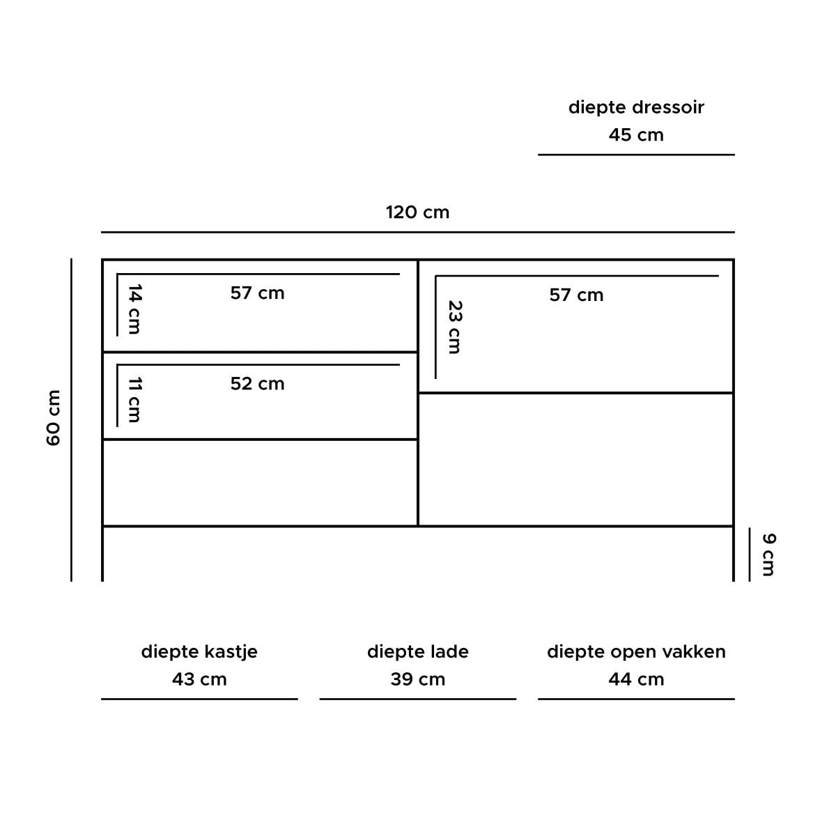 tv sideboard luuk wood/metal 120 cm