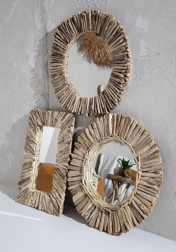 de driftwood halo spiegel - naturel - m