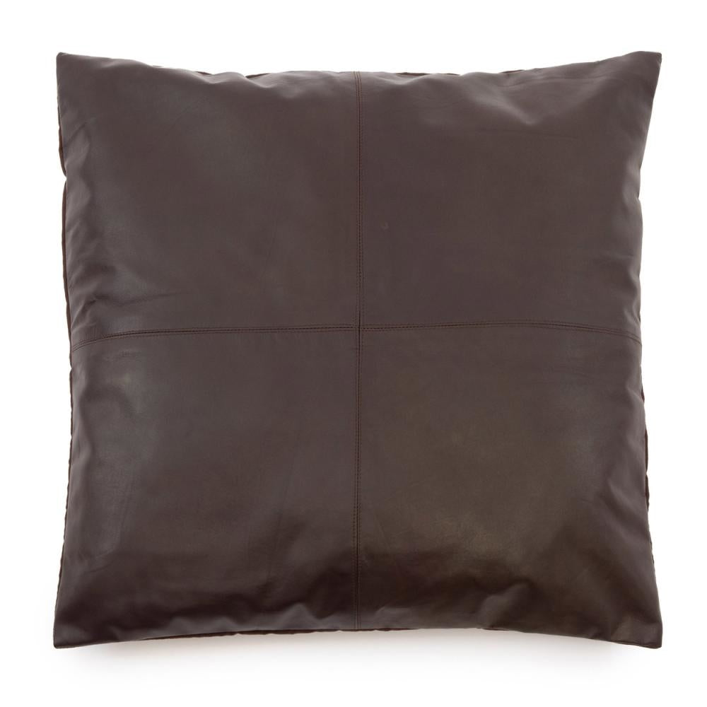 the four panel leather cushion cover - chocolate - 60x60