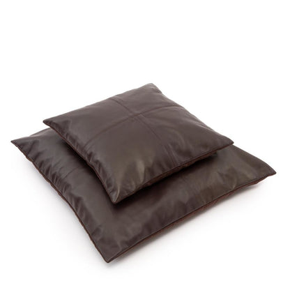 The Four Panel Leather Cushion Cover - Chocolate - 60x60