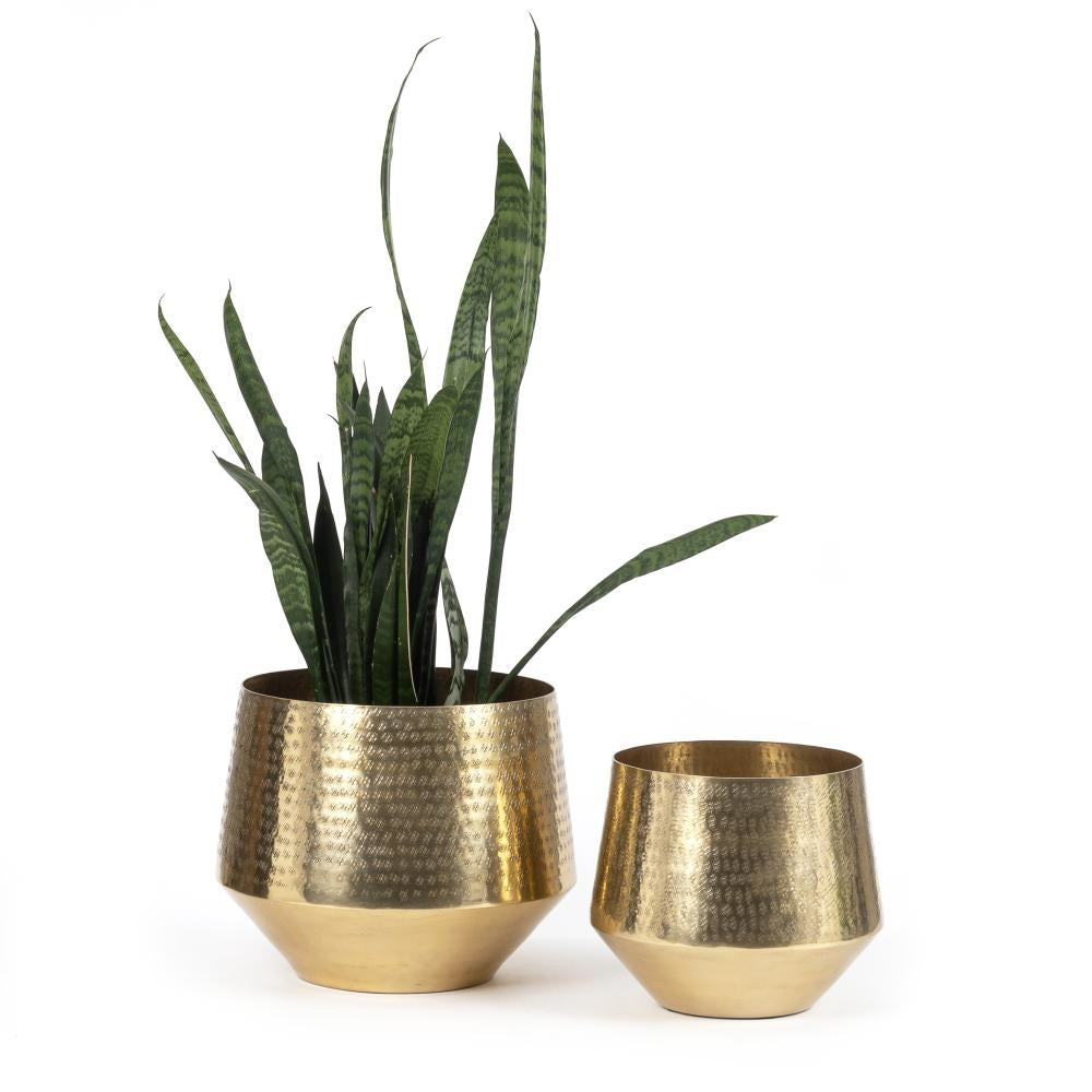 the hammered planter - brass - xl