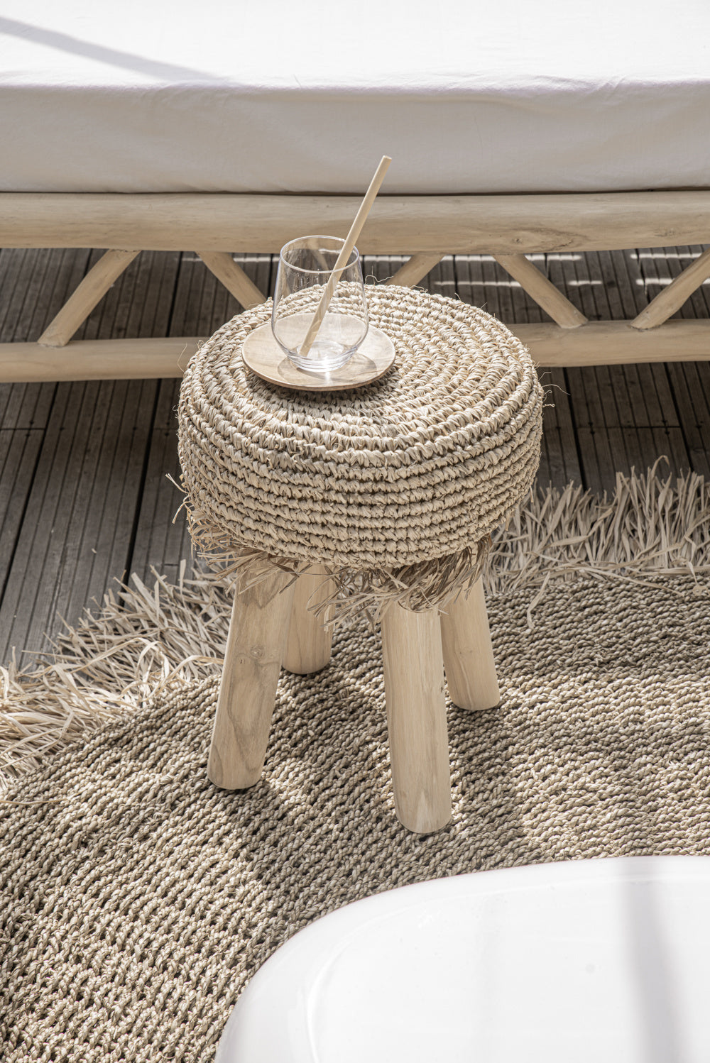 de raffia fringed tapijt - naturel - 100