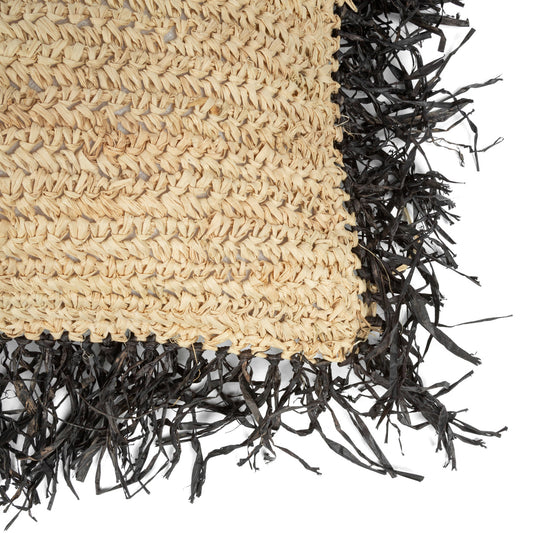 The Raffia Cushion Cover - Square - Natural Black - 60x60