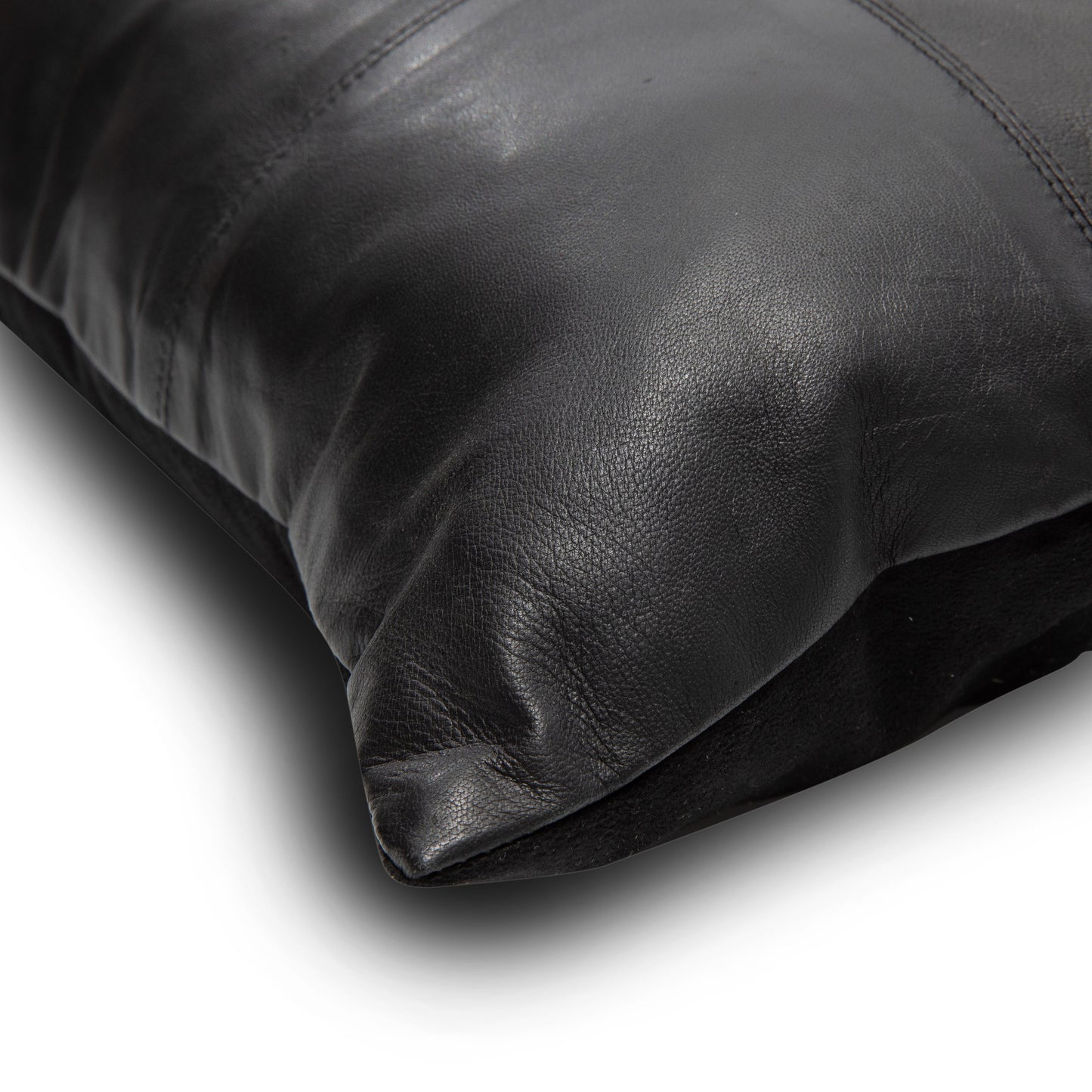 de six leather panel kussenhoes - zwart - 30x50