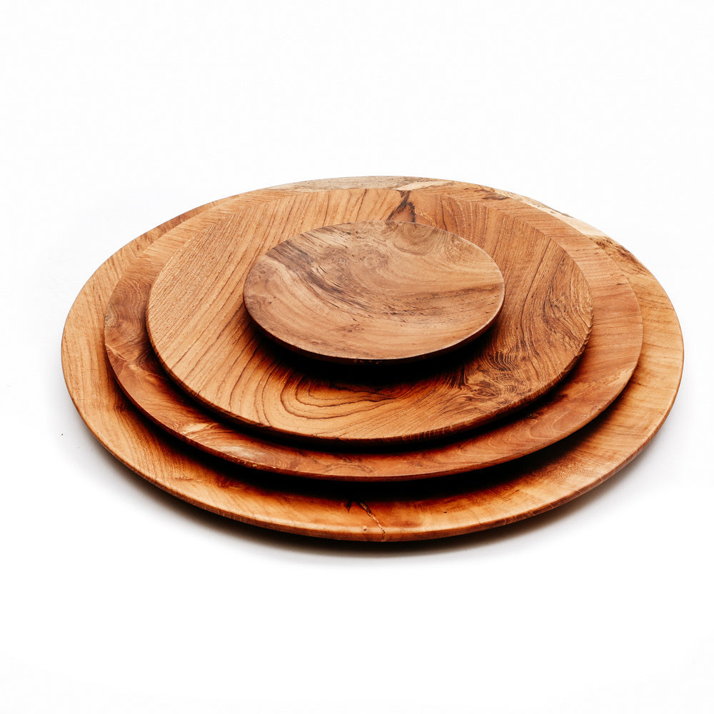 the teak root round plate - m