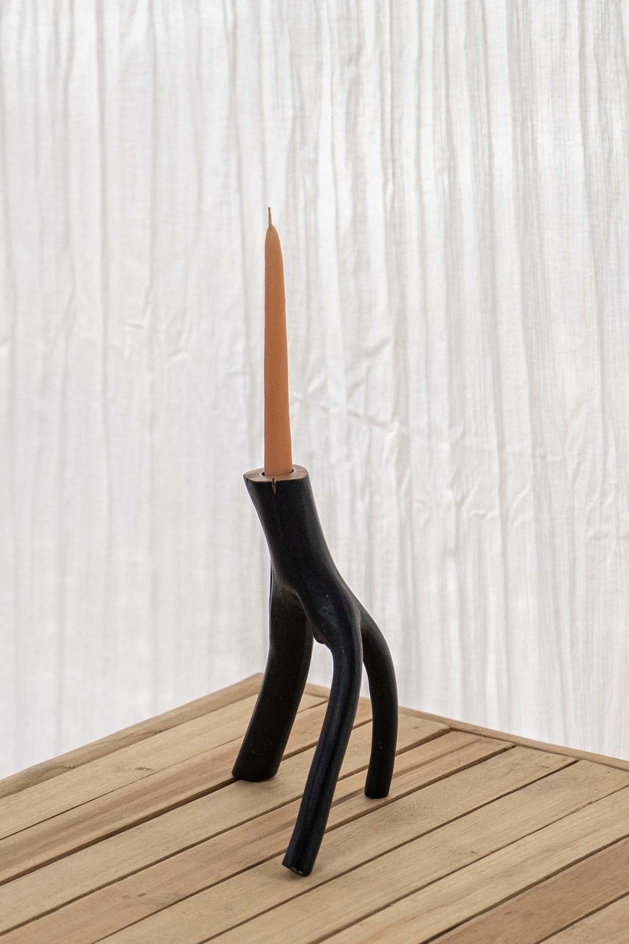 the triple twig candle holder - black