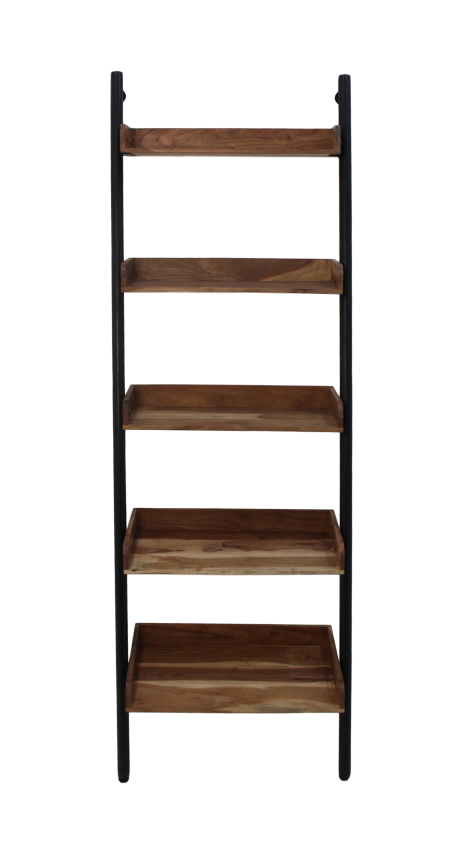 decoratieve ladder - powdercoated black - acacia