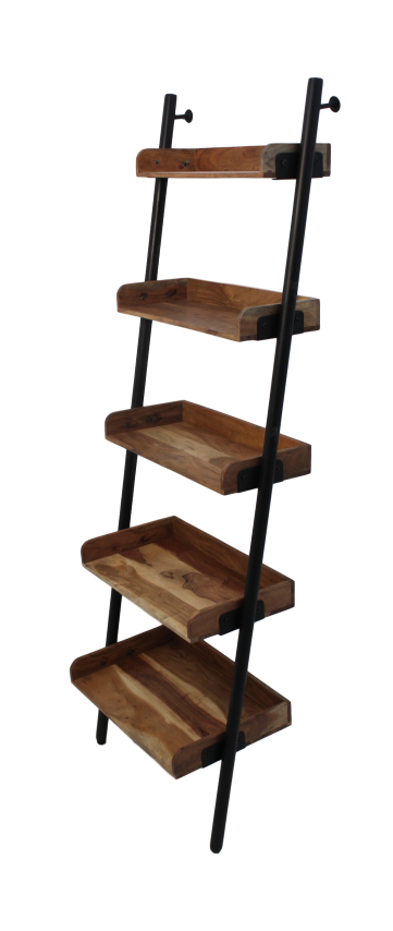 Decoratieve ladder - powdercoated black - acacia