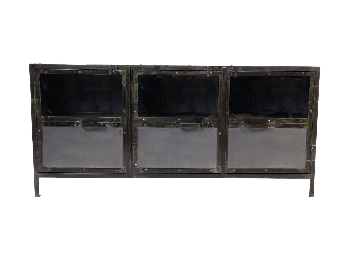 dressoir brooklyn - 150x40x70 - natural steel - ijzer/glas