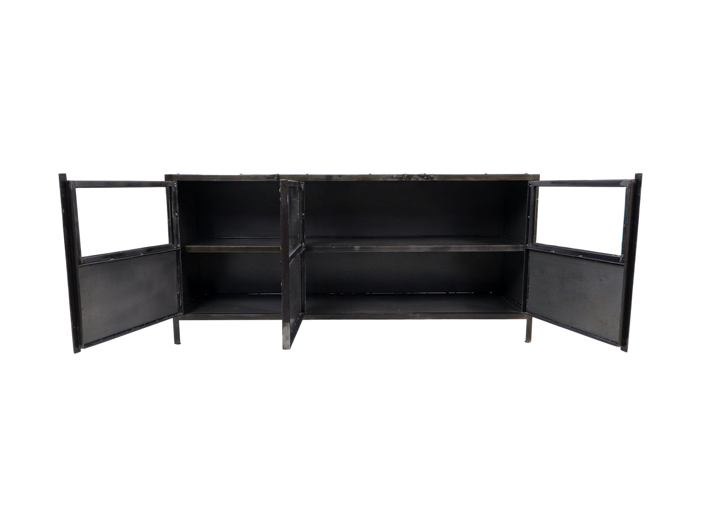 sideboard brooklyn - 150x40x70 - natural steel - iron/glass