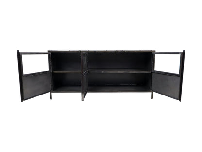 Sideboard Brooklyn - 150x40x70 - Natural Steel - Iron/glass