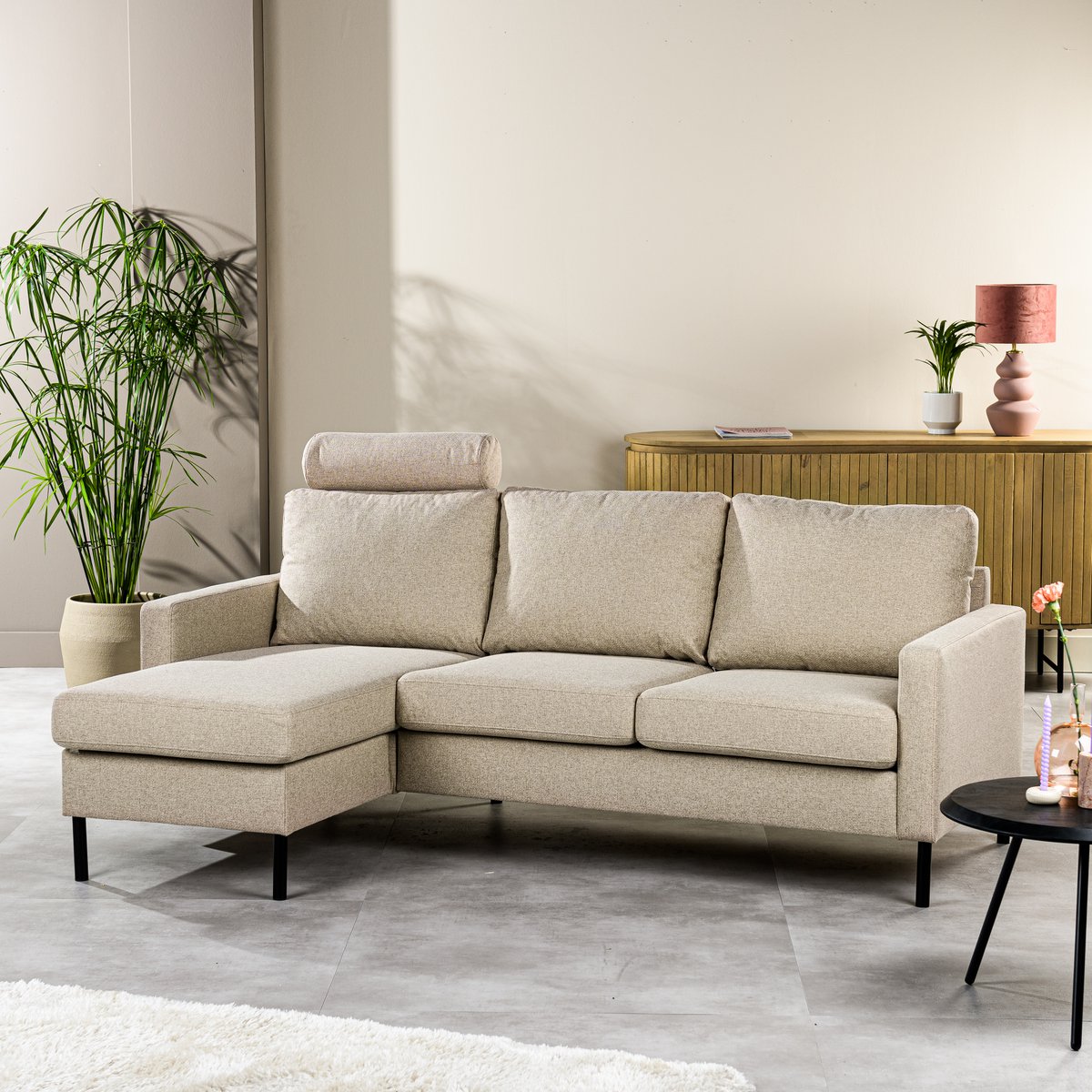 3 seater sofa cl l+r, with headrest, dillon fabric, d460 beige