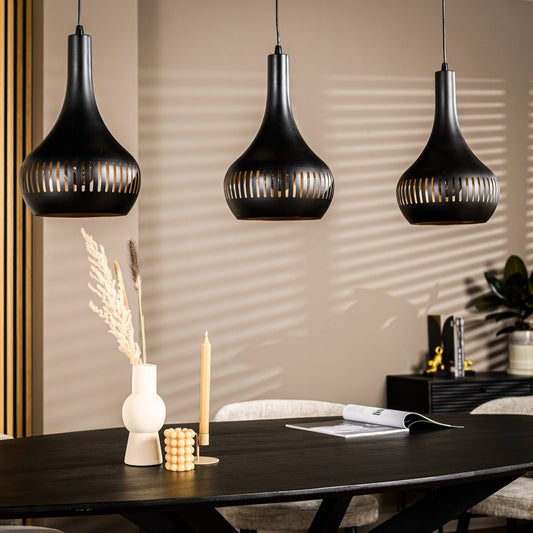 Pendant lamp, 3-light, H340 black