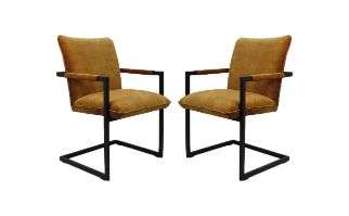 boston dining room chair - gold - velours/metal - set of 2