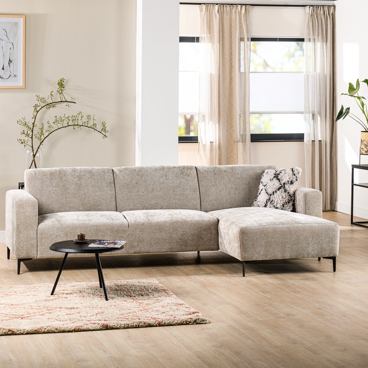 3 seater sofa cl right, fabric rowan, r520 taupe