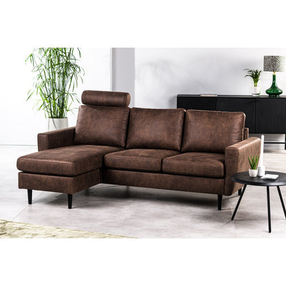 3 seater sofa CL L+R, with headrest, Savannah fabric, S430 brown