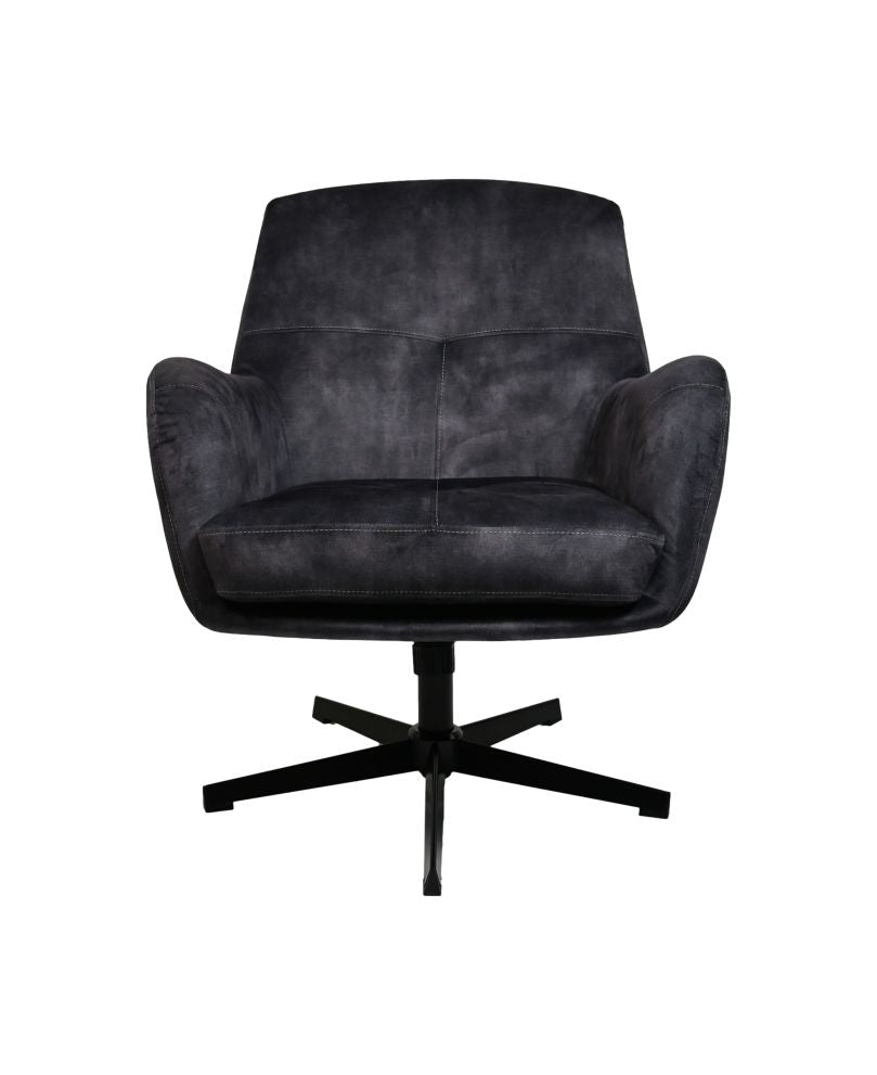 fauteuil cleveland - 75x73x88 - grijs/zwart - adore/metaal
