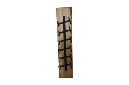 Hanging wine rack 6 bottles - 20x13x100 - Natural/black - Mango wood/metal