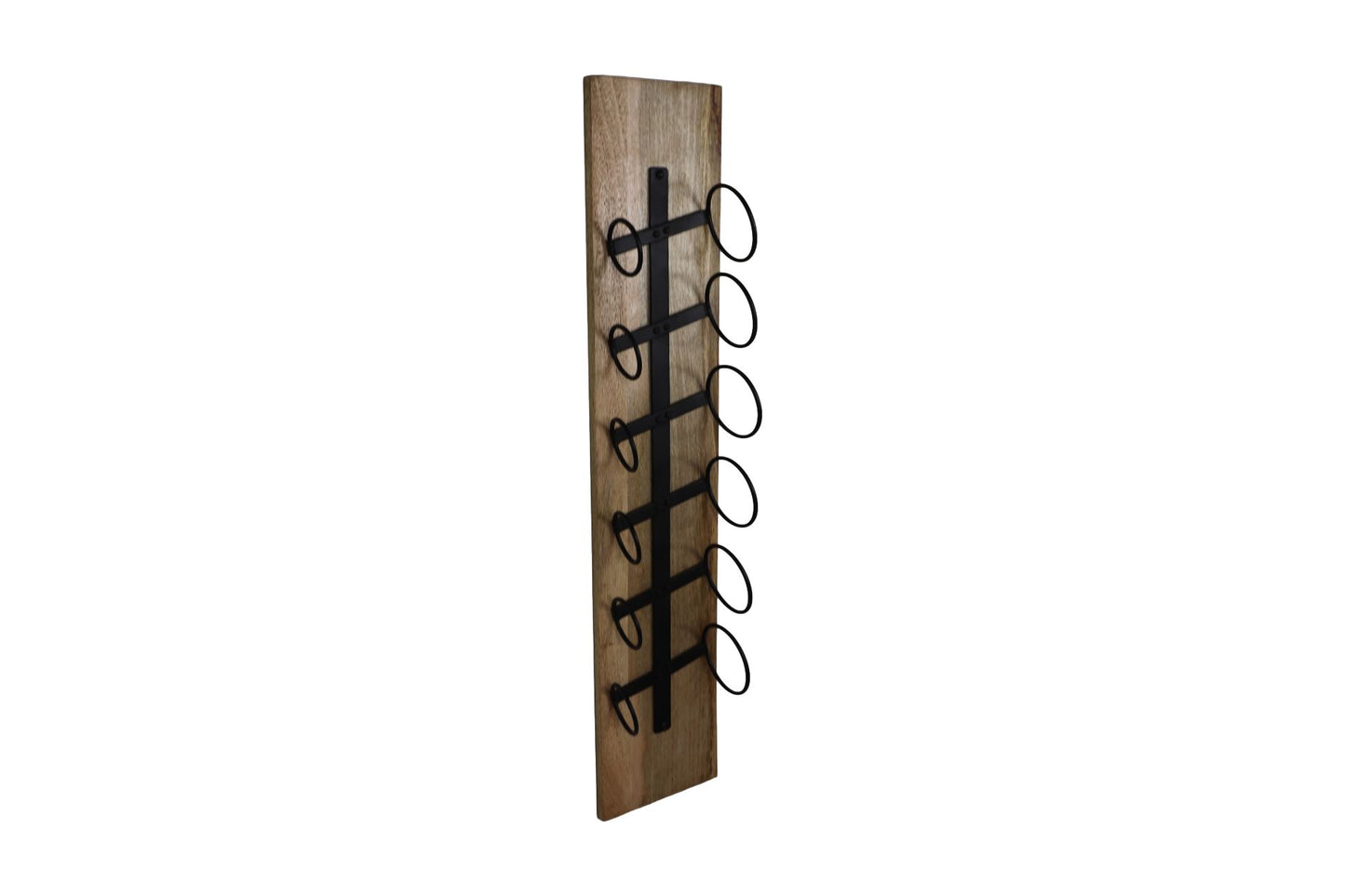 hanging wine rack 6 bottles - 20x13x100 - natural/black - mango wood/metal