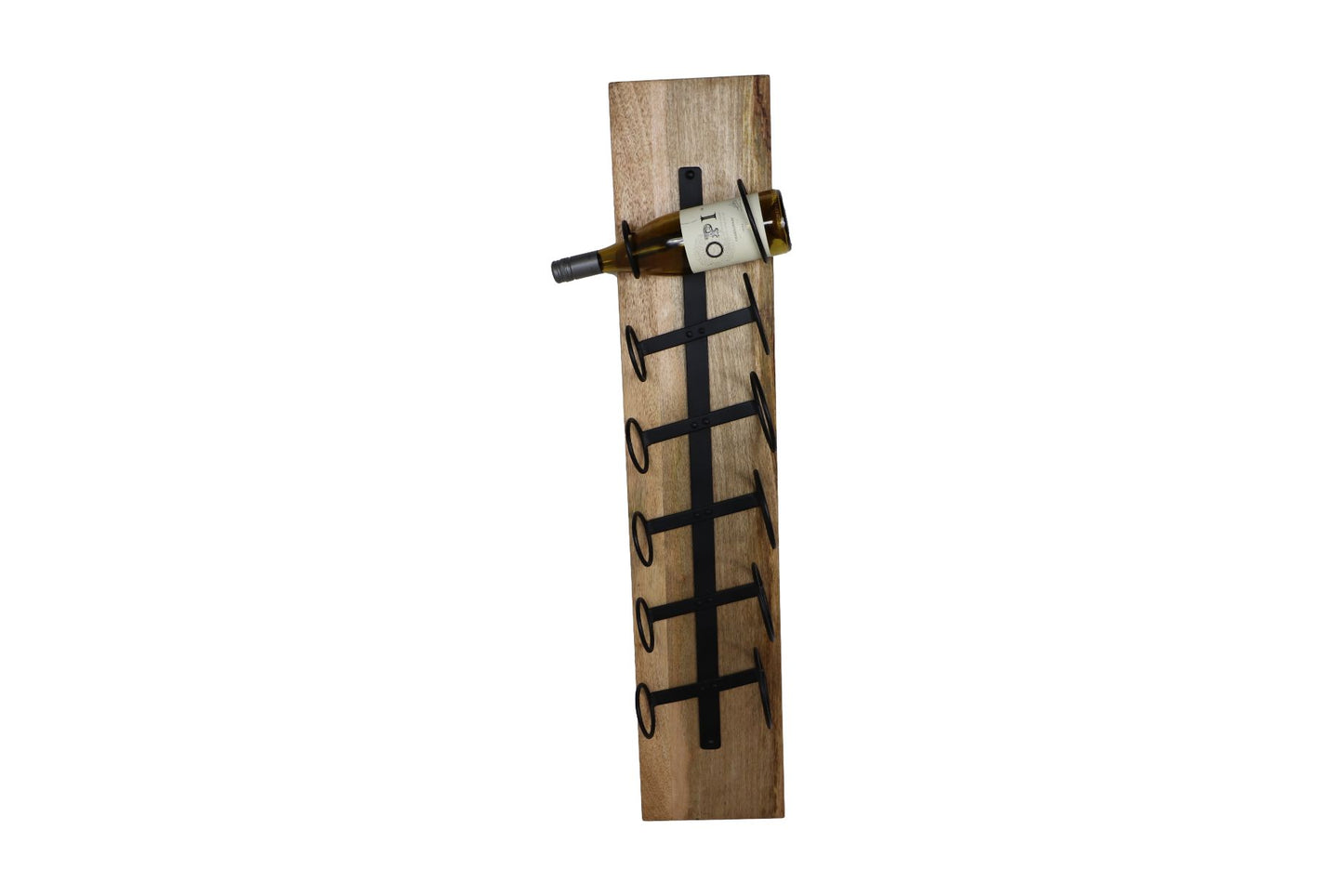 hanging wine rack 6 bottles - 20x13x100 - natural/black - mango wood/metal