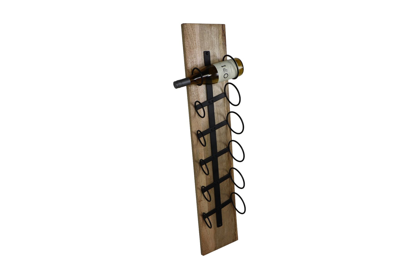 hanging wine rack 6 bottles - 20x13x100 - natural/black - mango wood/metal