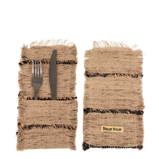 The Oh My Gee Cutlery Bag - Beige Black - Set of 4