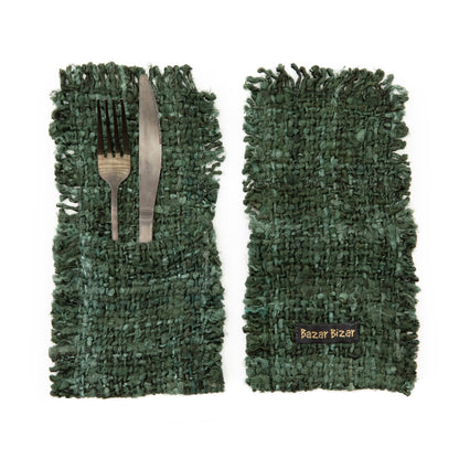 The Oh My Gee Cutlery Bag - Dark Green - Set of 4