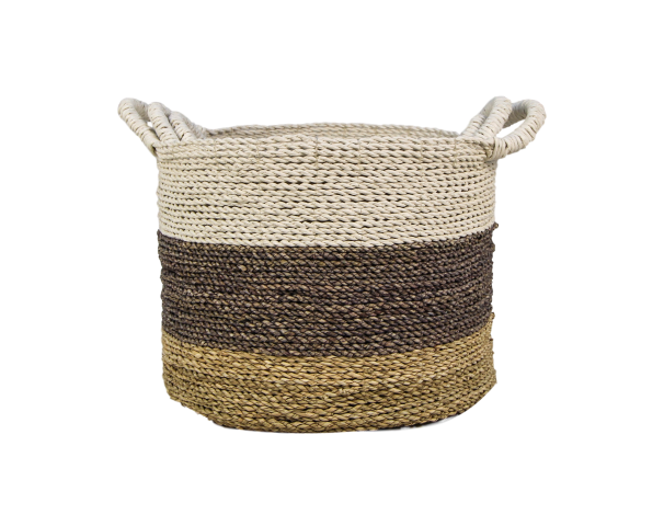 malibu basket set - natural/purple/white - raffia/seagrass - set of 3