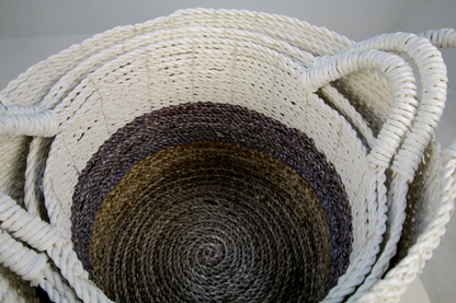 Malibu basket set - natural/purple/white - raffia/seagrass - set of 3