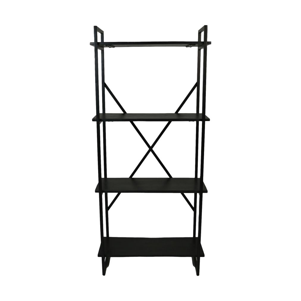 storage rack - 80x35x180 - black - mango wood/iron