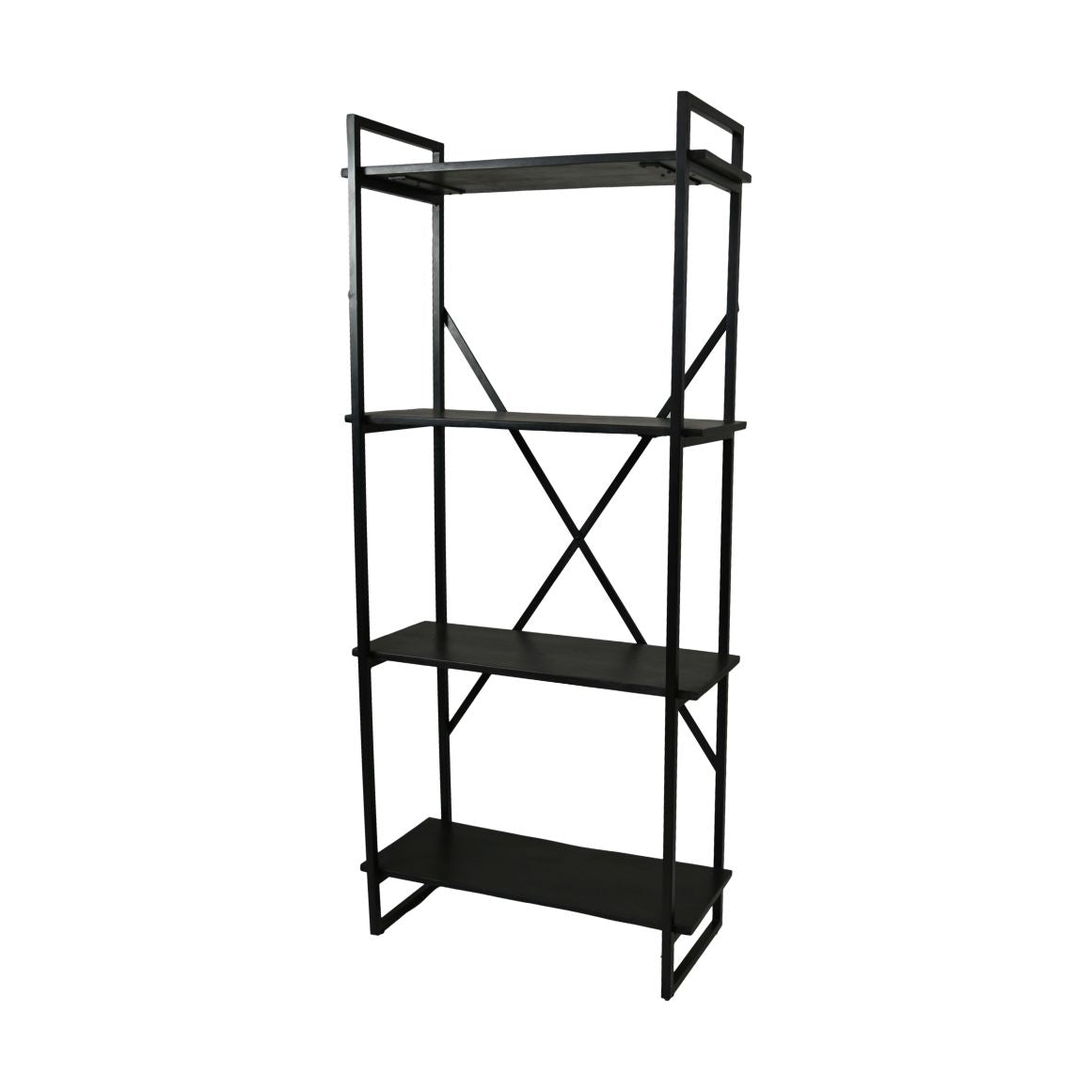 storage rack - 80x35x180 - black - mango wood/iron