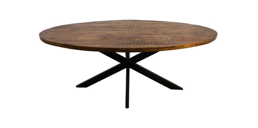 Oval dining table Melbourne - 220x110x76 - Natural - Mango wood/iron