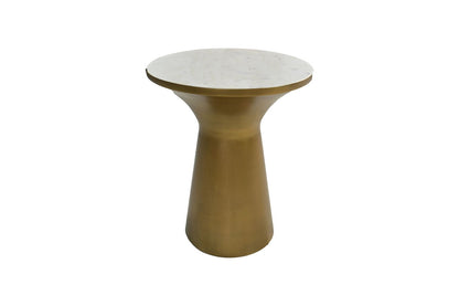 Round side table - ø40x50 - White/gold - Marble/iron