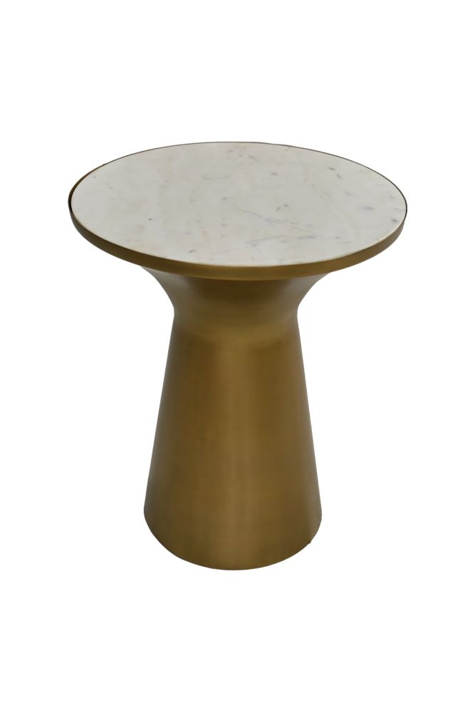 round side table - ø40x50 - white/gold - marble/iron