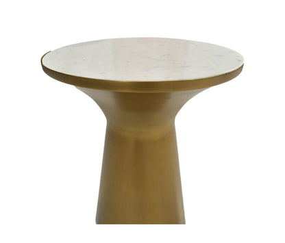 Round side table - ø40x50 - White/gold - Marble/iron