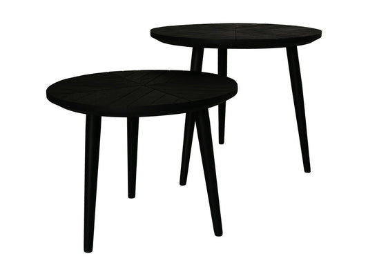 Round side tables Verona - 60x60x50/50x50x40 - Black- Mango wood/iron/MDF