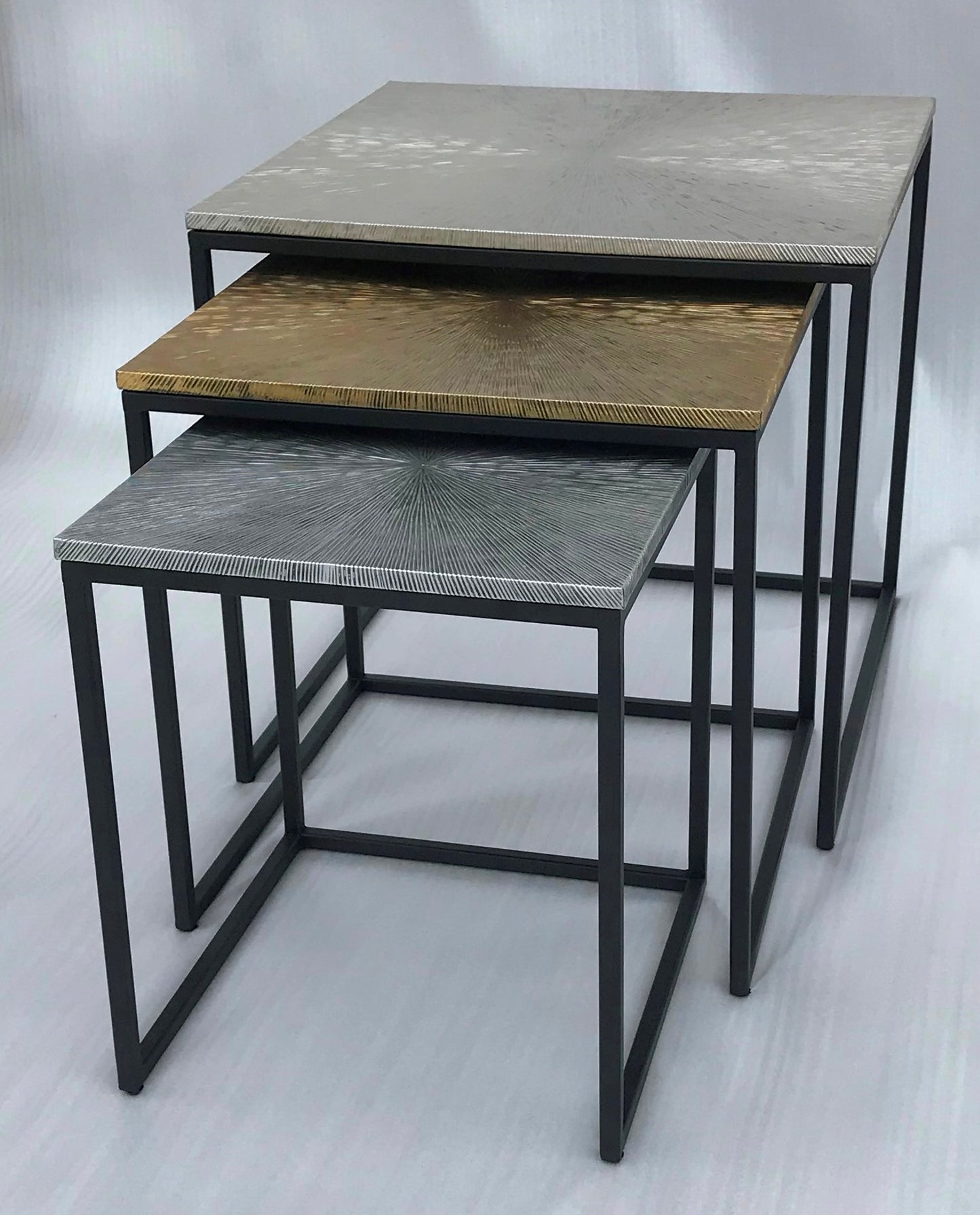 salontafel fletcher vierkant - 48x48x45 - zilver/goud/grijs - aluminium/ijzer