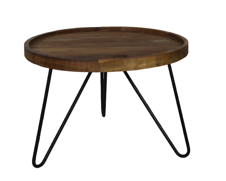 coffee table with hairpin legs - ø60 cm - natural wax