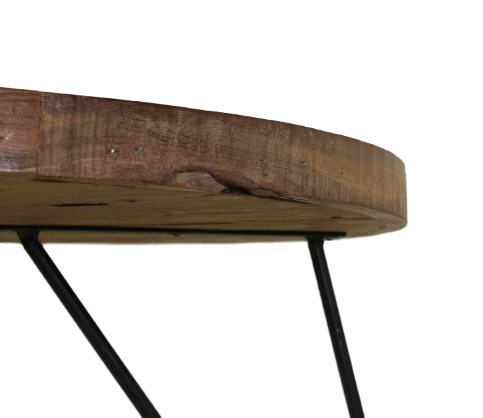 coffee table with hairpin legs - ø60 cm - natural wax