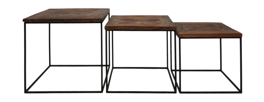 coffee table set austin - recycled java wood/iron - set of 3