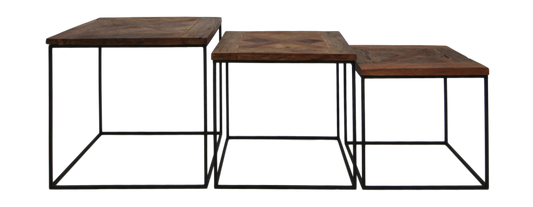 Coffee table set Austin - recycled Java wood/iron - set of 3