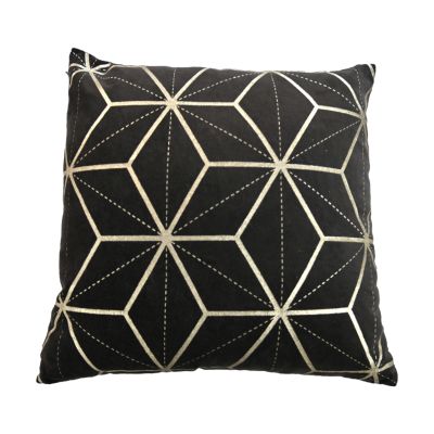 Decorative cushion with print - 45x45 - Black/gold - Velvet