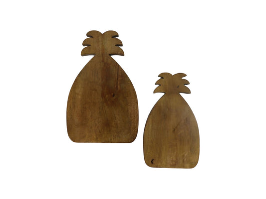 Snijplank Ananas - Naturel - Mangohout - Set van 2