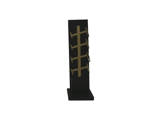 Standing wine rack 4 bottles - 25x25x80 - Black/gold - Mango wood/metal