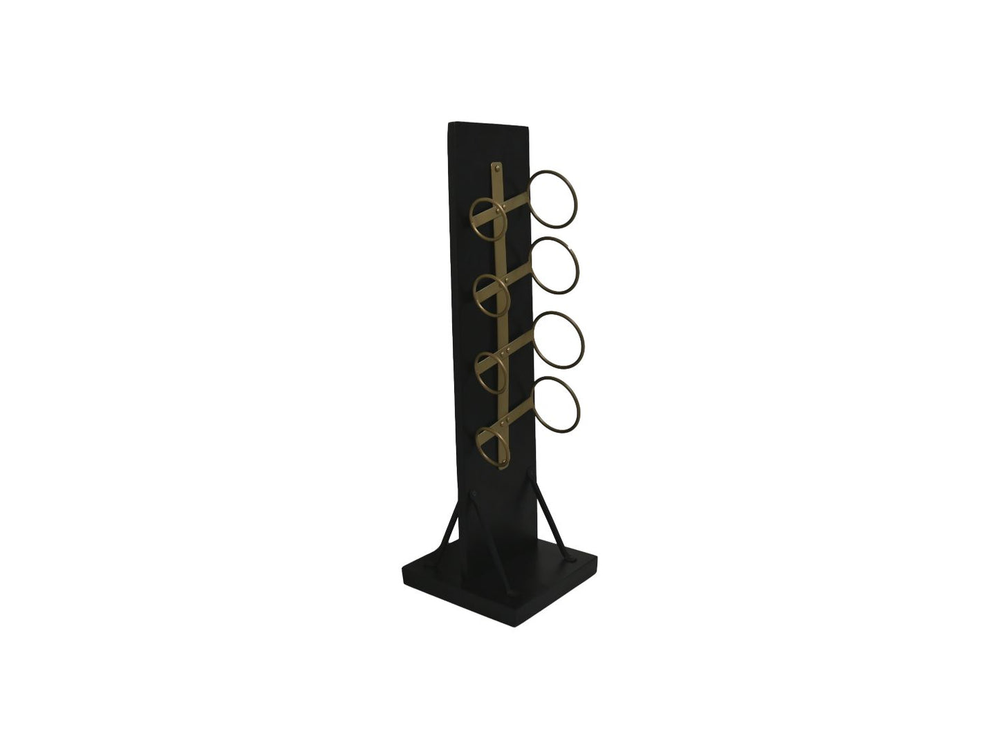 standing wine rack 4 bottles - 25x25x80 - black/gold - mango wood/metal