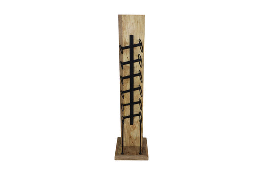 Standing wine rack 6 bottles - 30x30x120 - Natural/black - Metal