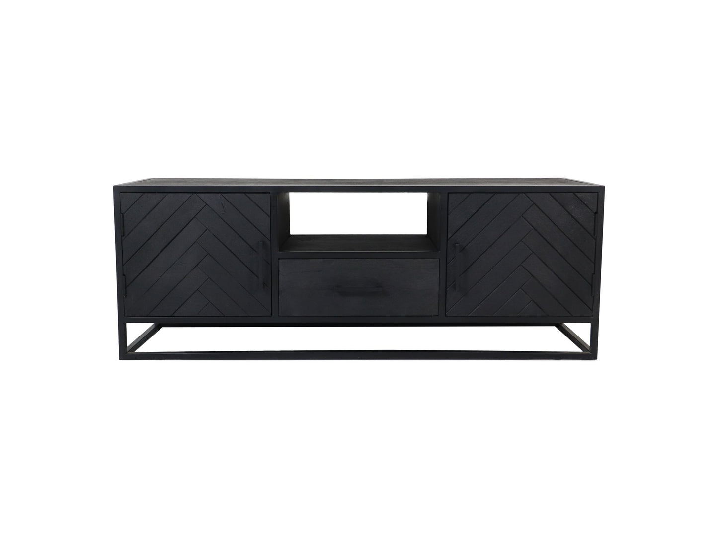 tv meubel verona - 150x40x55 - zwart - mangohout/metaal