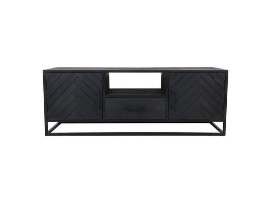 TV Furniture Verona - 150x40x55 - Black - Mango wood/metal