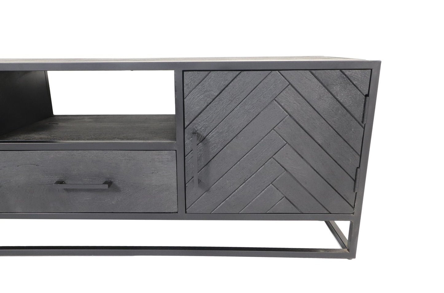 tv meubel verona - 150x40x55 - zwart - mangohout/metaal