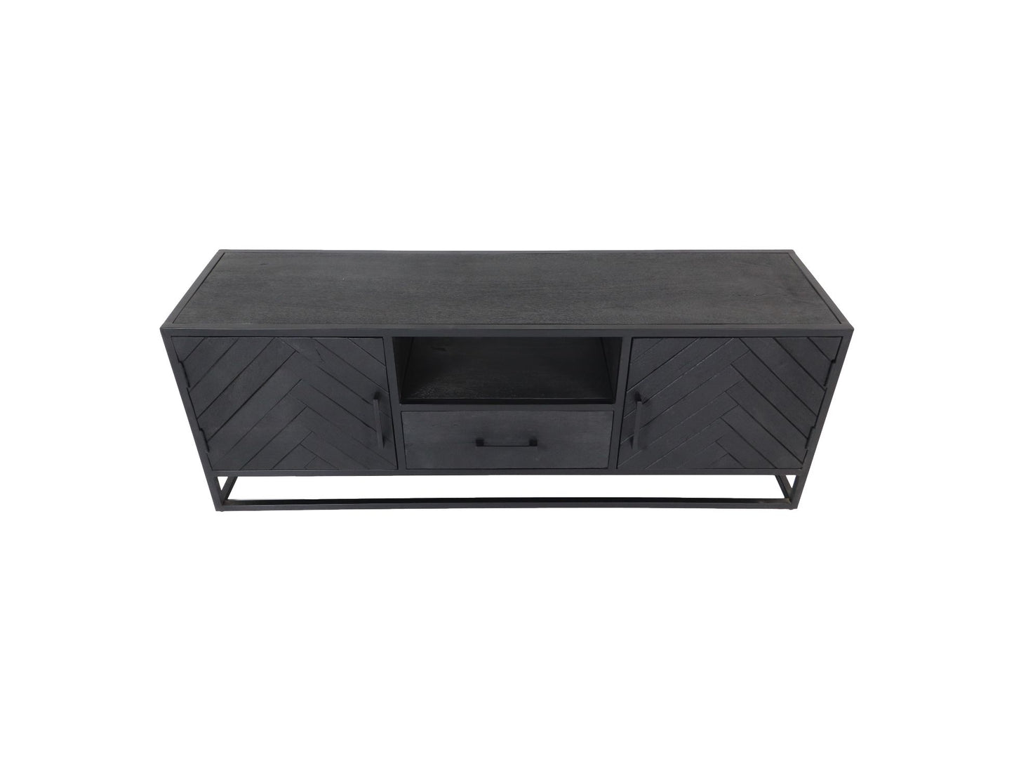 tv meubel verona - 180x40x55 - zwart - mangohout/ijzer